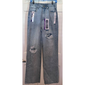 GOGO Jeans New York Women's High Rise 90's Jeans Destructed Cropped Hem Size 5‎